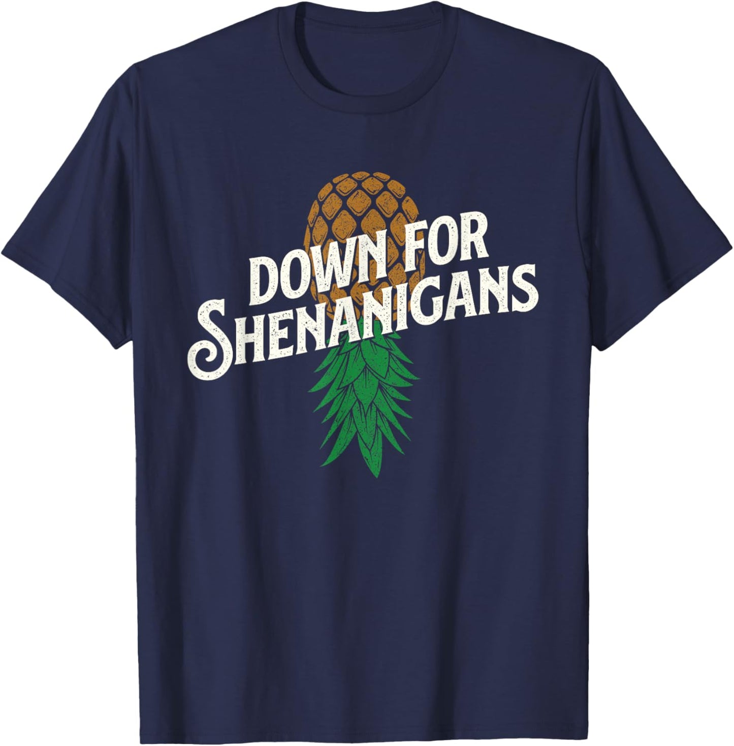 Down for Shenanigans - Swinger Couple Upside Down Pineapple T-Shirt - T-Shirt | Navy