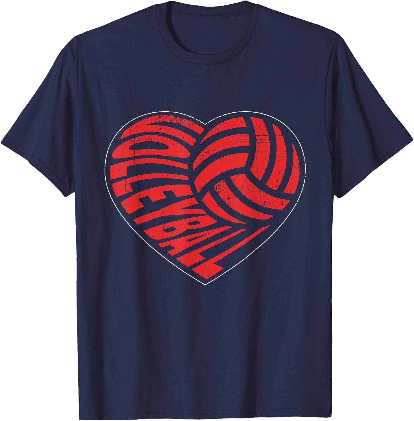Love Volleyball Best Fun Birthday, Valentine Day T-Shirt - T-Shirt | Navy