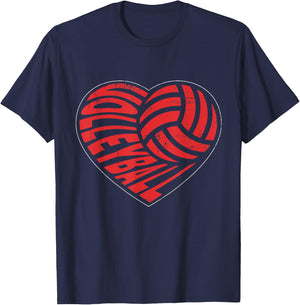 Love Volleyball Best Fun Birthday, Valentine Day T-Shirt - T-Shirt | Navy