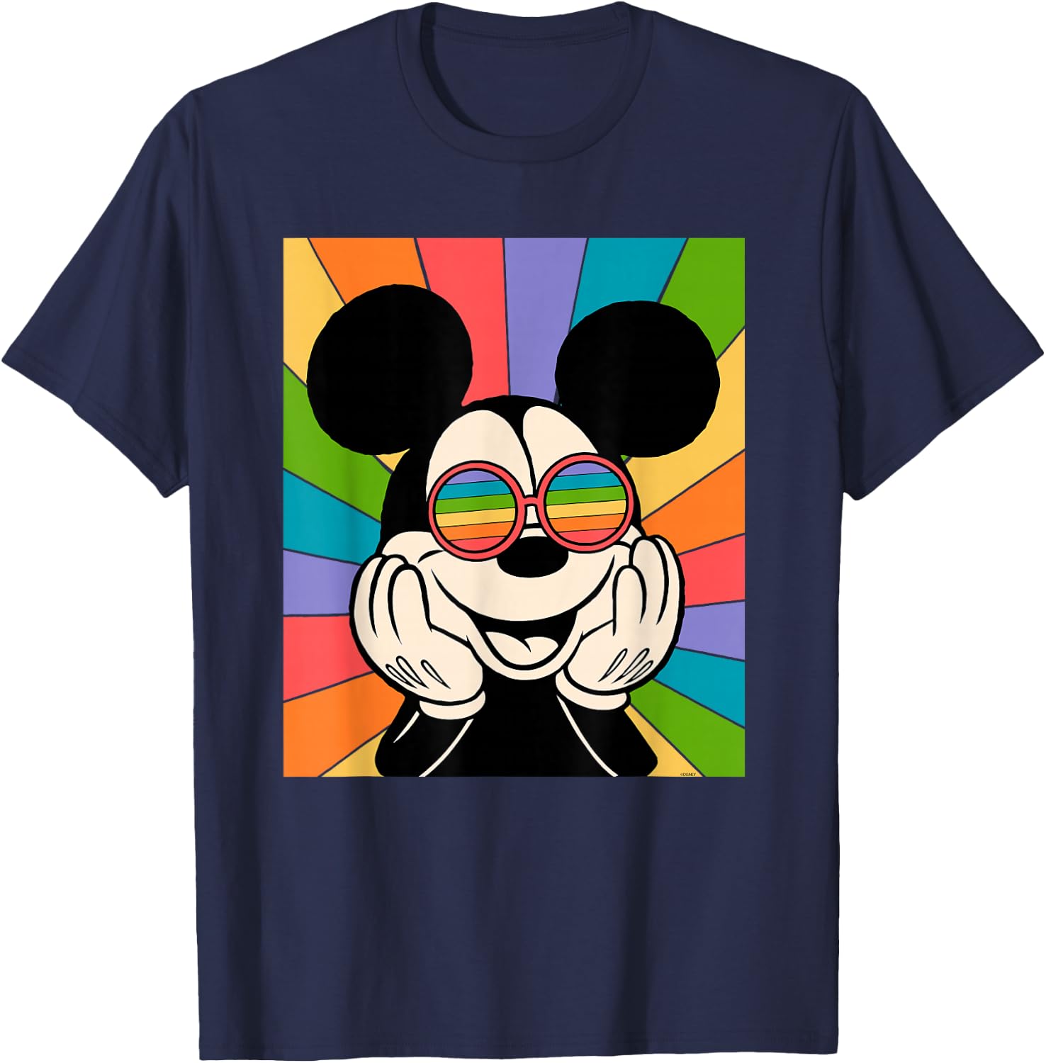Disney Mickey Mouse Sun Burst Retro Small T-Shirt - T-Shirt | Navy