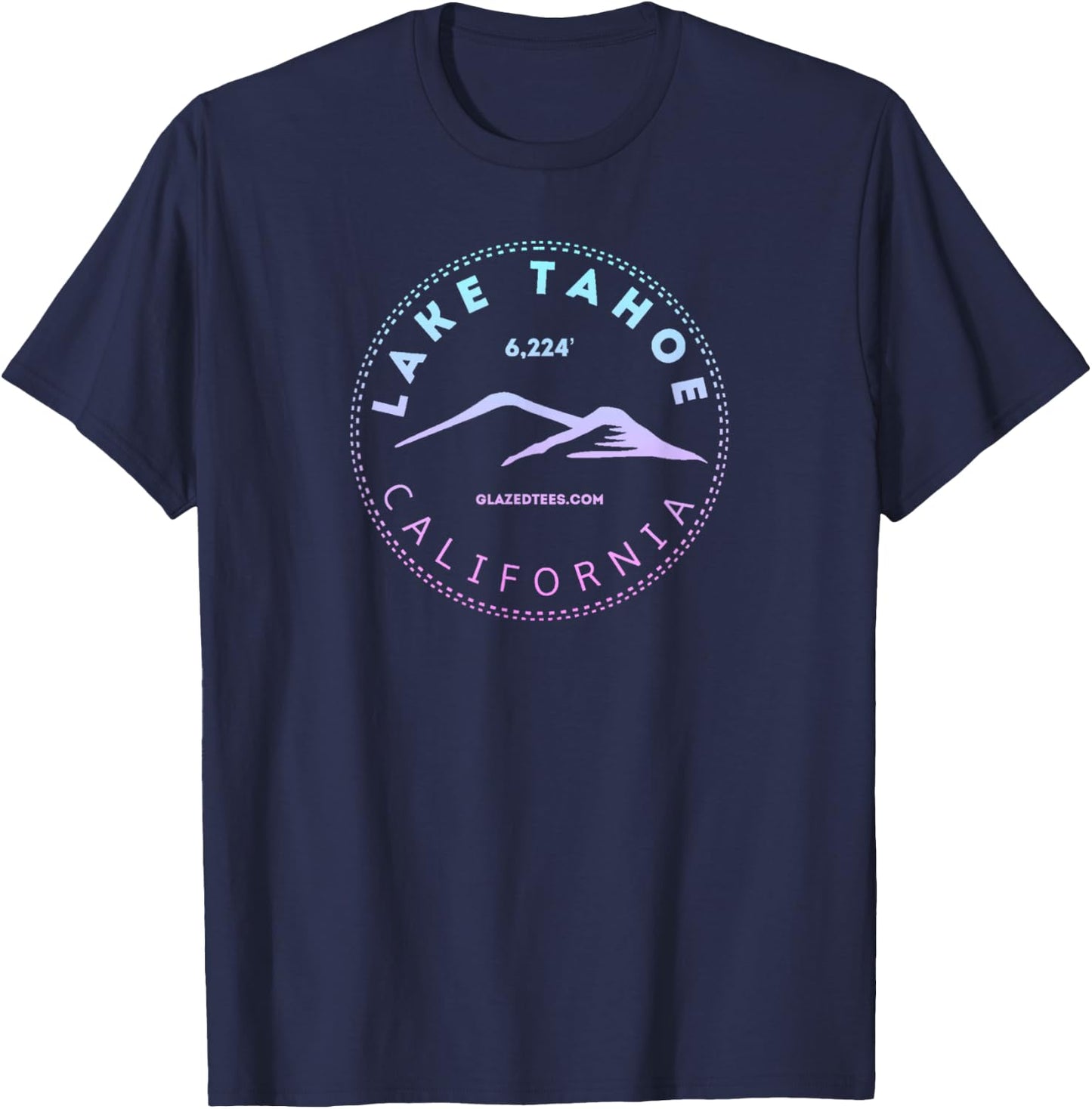 Lake Tahoe California Retro Mountain T-Shirt - T-Shirt | Navy