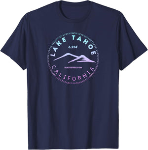 Lake Tahoe California Retro Mountain T-Shirt - T-Shirt | Navy