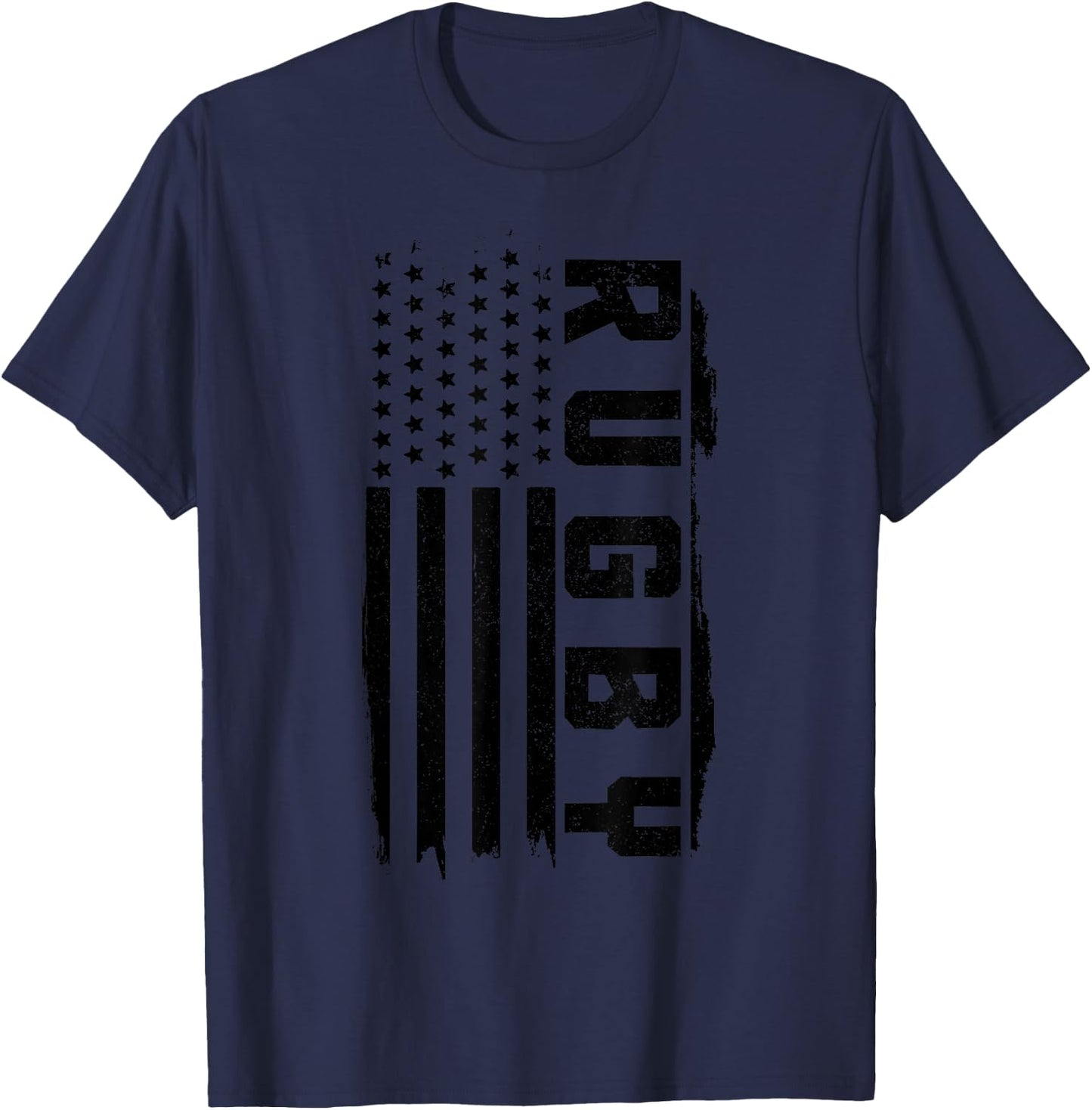 Rugby Player American Flag Patriotic Vintage Rugby T-Shirt - T-Shirt | Navy