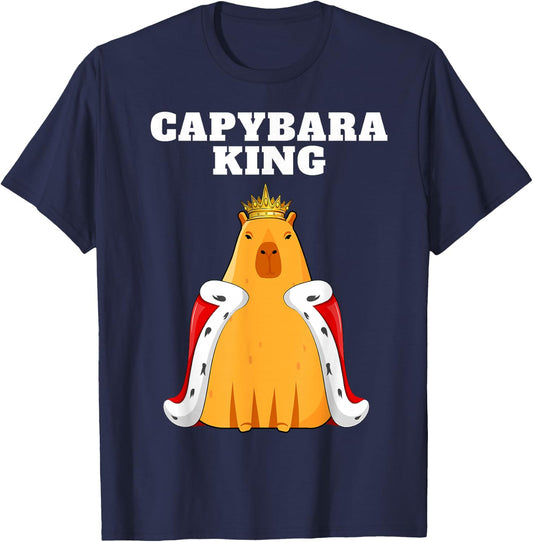 Capybara King Lover Humor Funny Cute Quirky Animal T-Shirt - T-Shirt | Navy