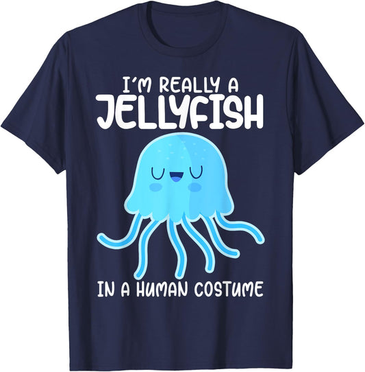 I'm Really a Jellyfish in a Human Costume Kids Halloween T-Shirt - T-Shirt | Navy
