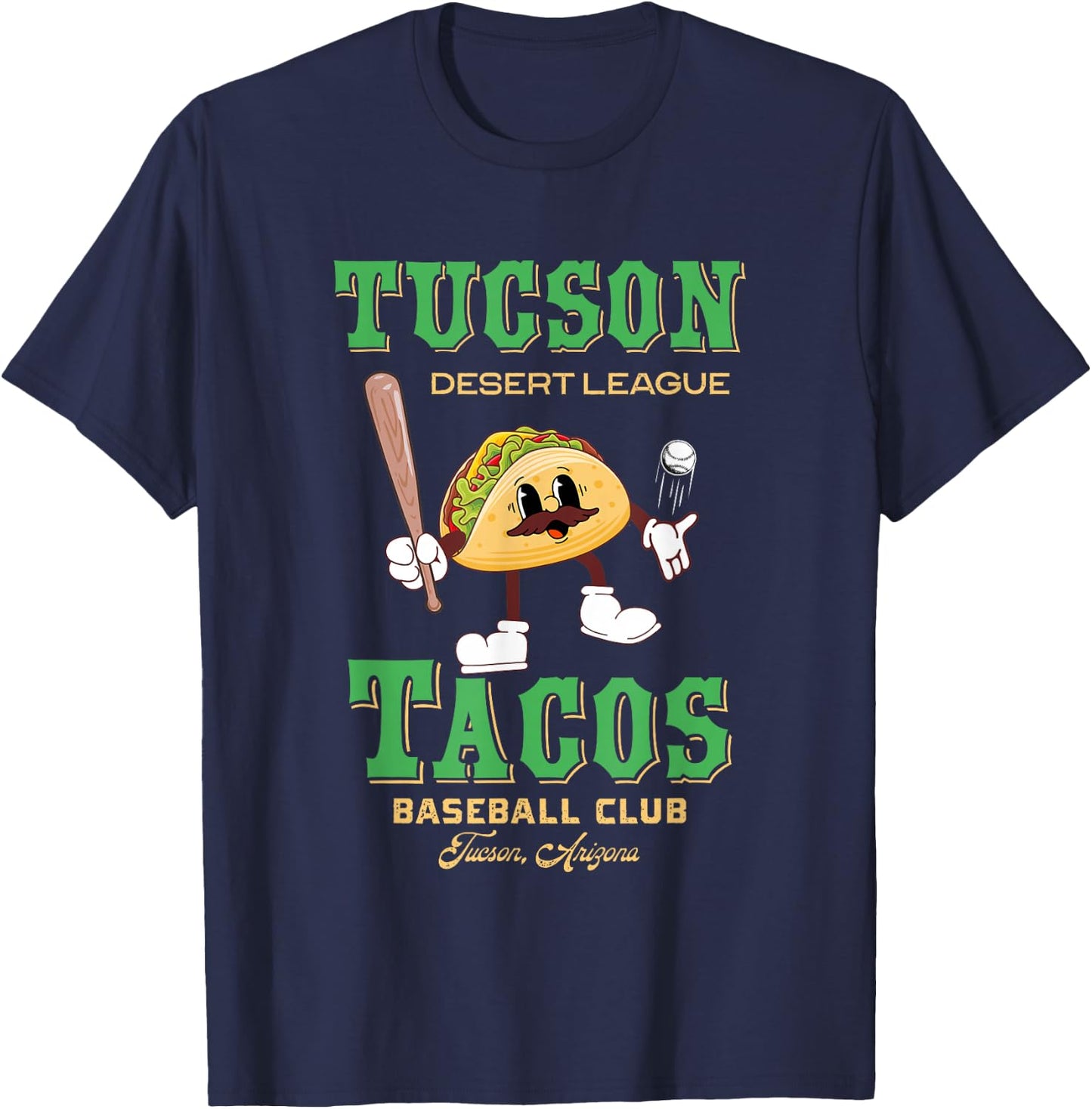 Tucson Tacos Retro Minor League Baseball Team T-Shirt - T-Shirt | Navy