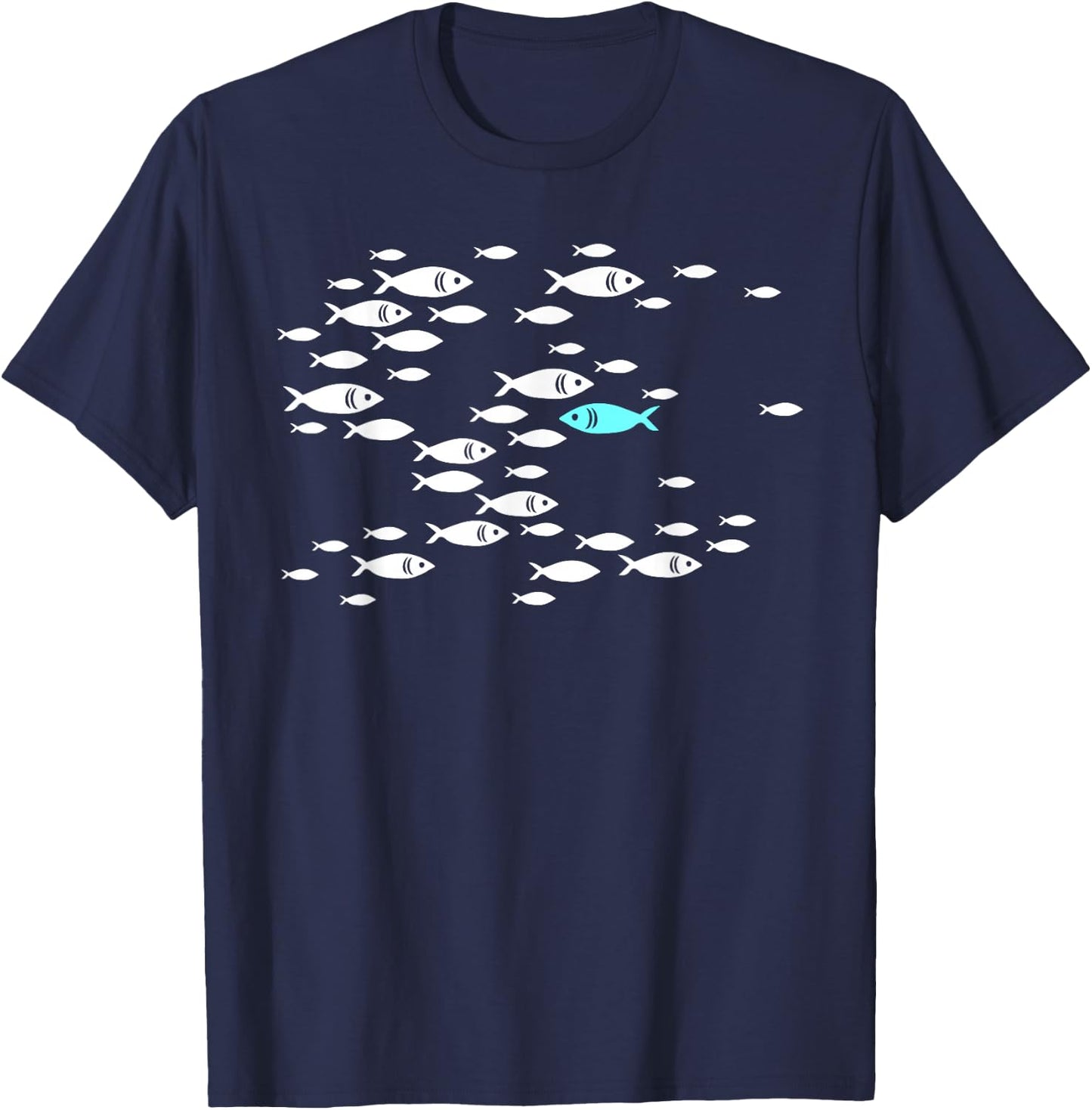 Fish Swim Against The Current in The sea T-Shirt - T-Shirt | Navy