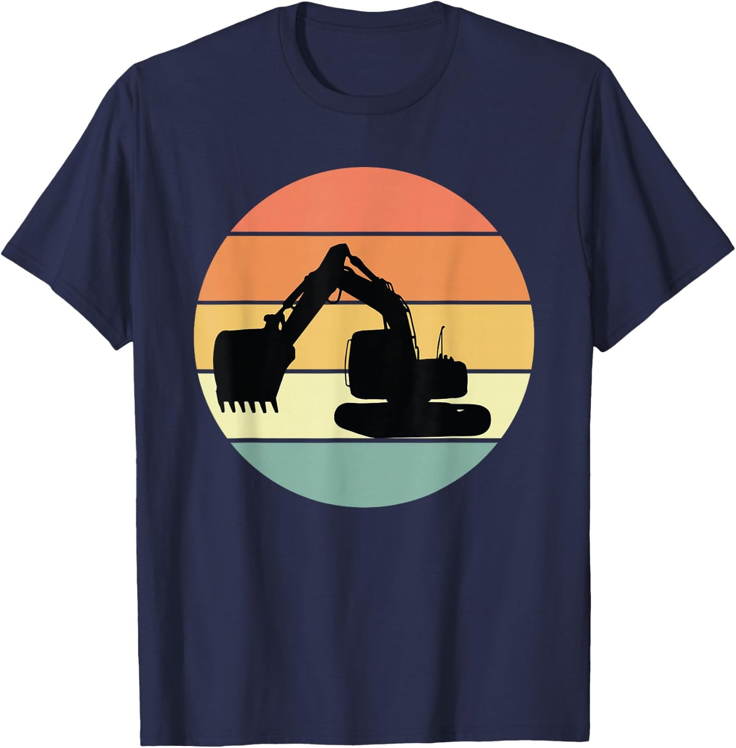 Retro Excavator Apparel Heavy Construction Equipment T-Shirt - T-Shirt | Navy