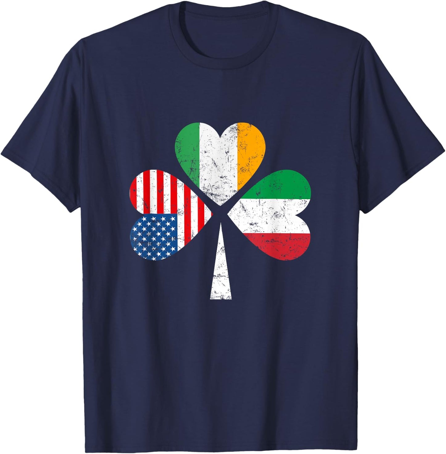Irish Italian American Flag Ireland Italy USA Patrick's Day T-Shirt - T-Shirt | Navy