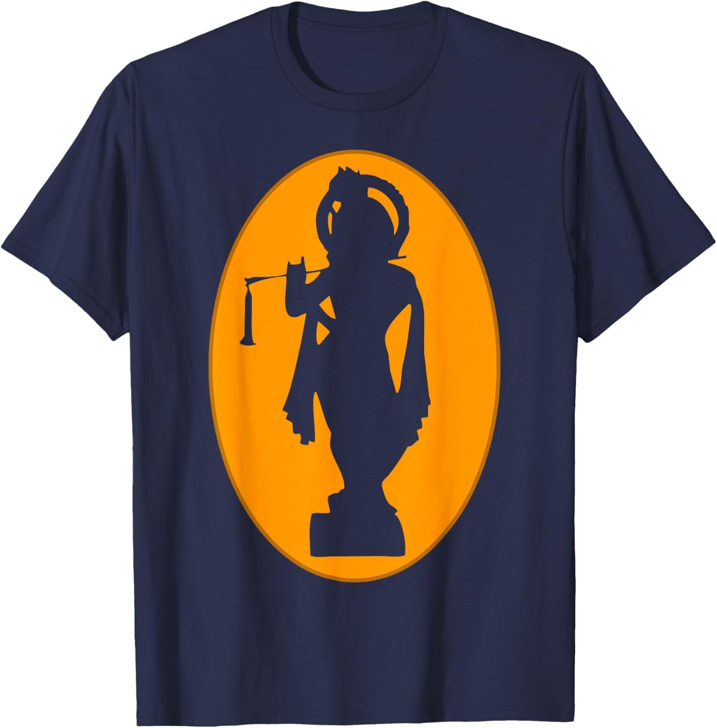 Hare Krishna Silhouette Lord Krishna Lover T-Shirt - T-Shirt | Navy