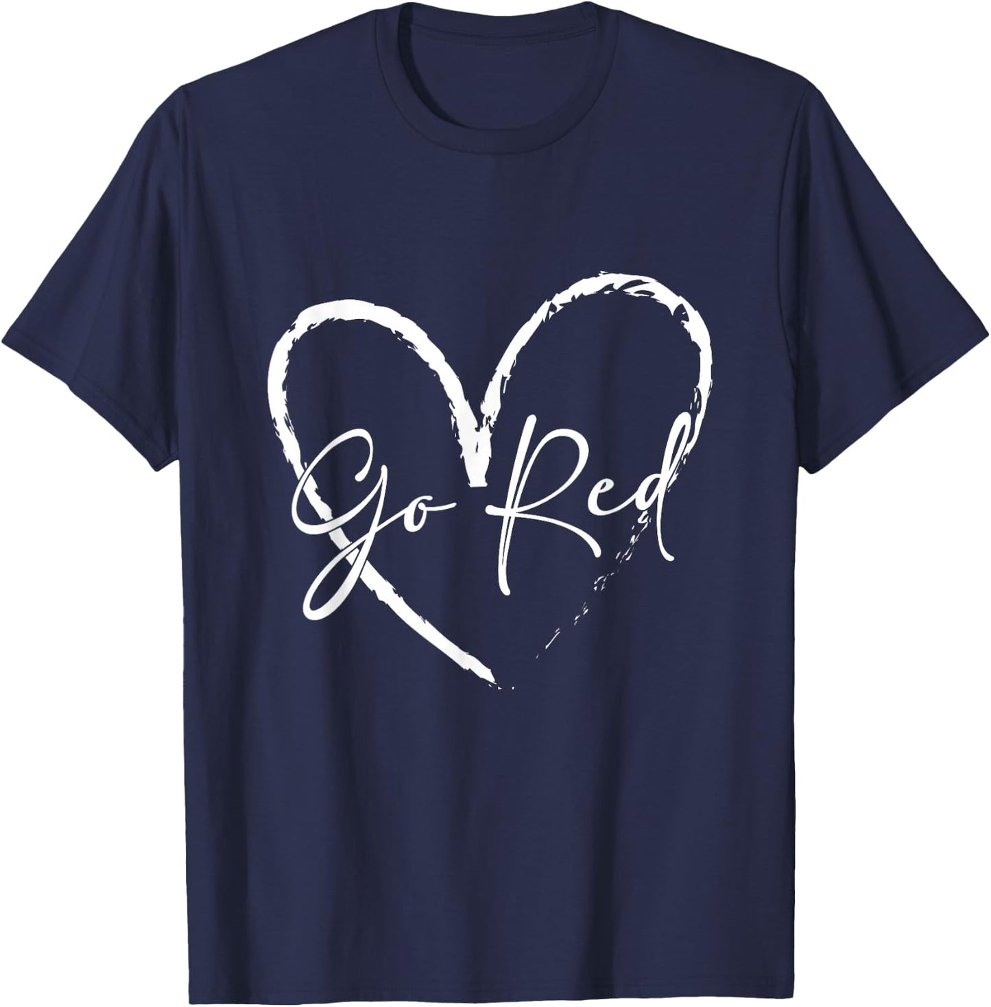 Go Red American Heart Disease Month Awareness T-Shirt - T-Shirt | Navy