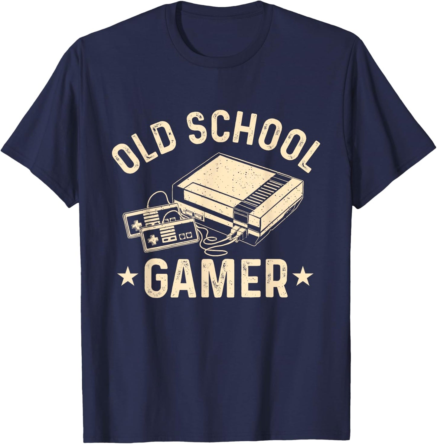 Old School Gamer - Vintage Gaming Video Games Controller T-Shirt - T-Shirt | Navy