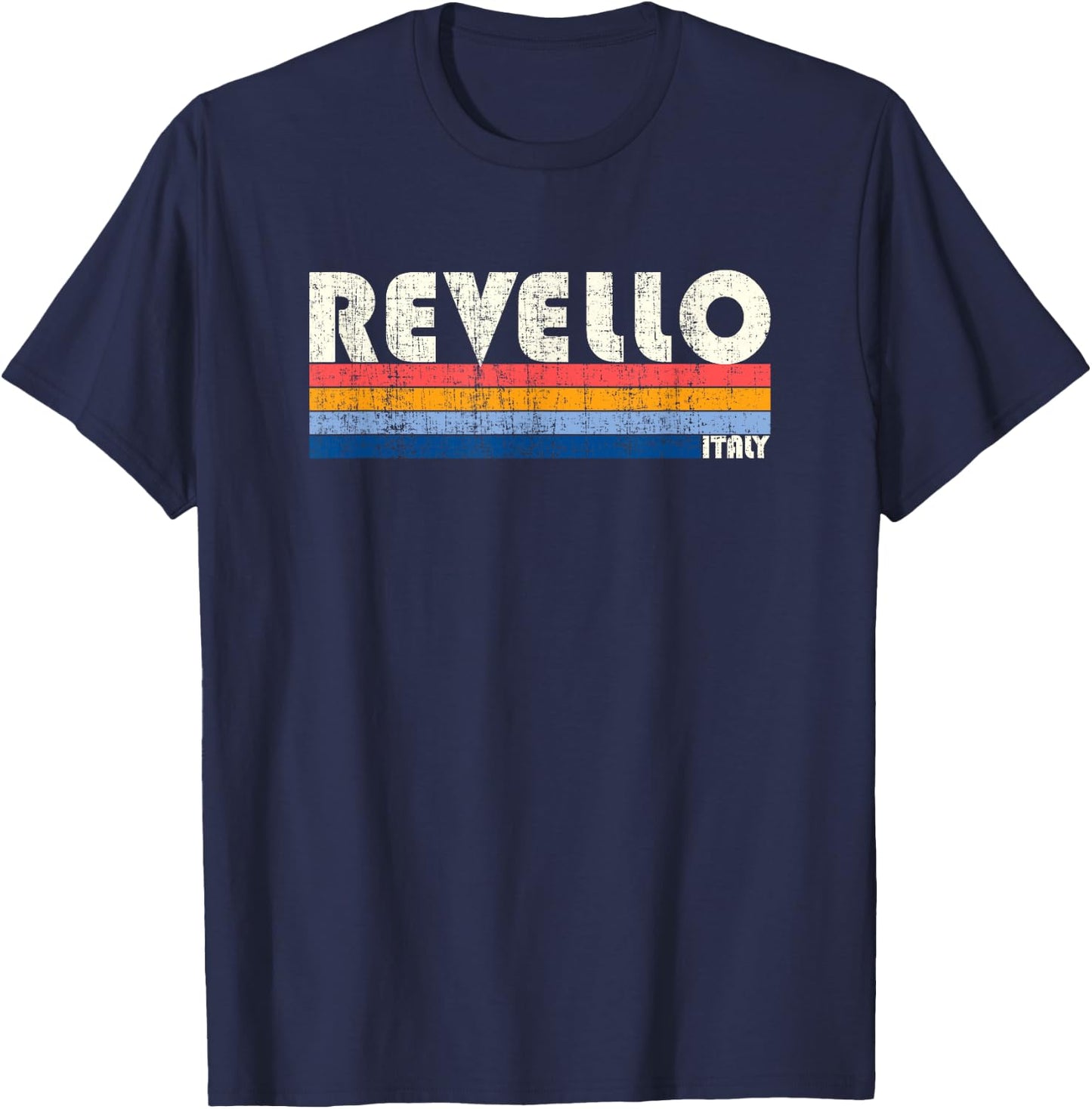Revello, Italy Retro 70s 80s Style T-Shirt - T-Shirt | Navy