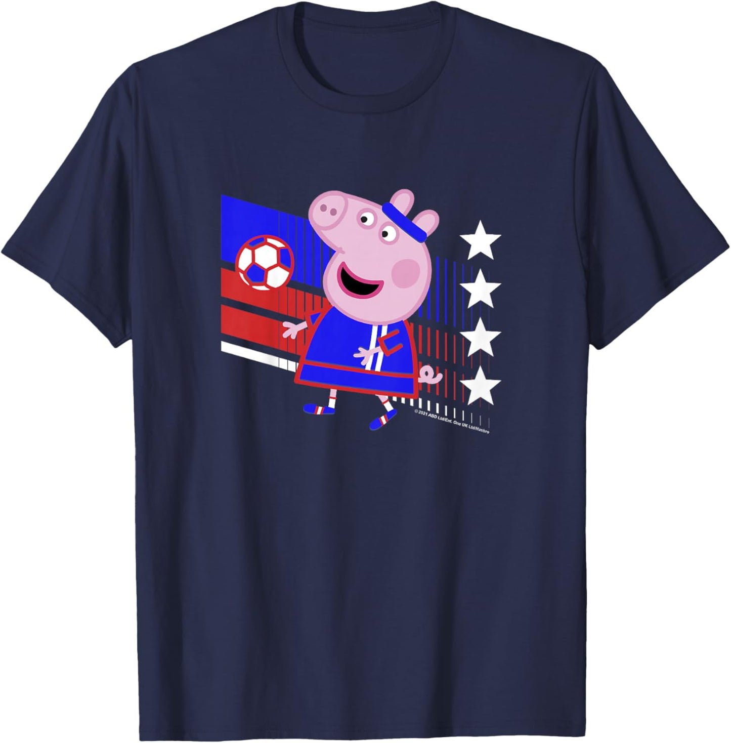 Kids Peppa Pig George Pig Football Soccer V3 T-Shirt - T-Shirt | Navy