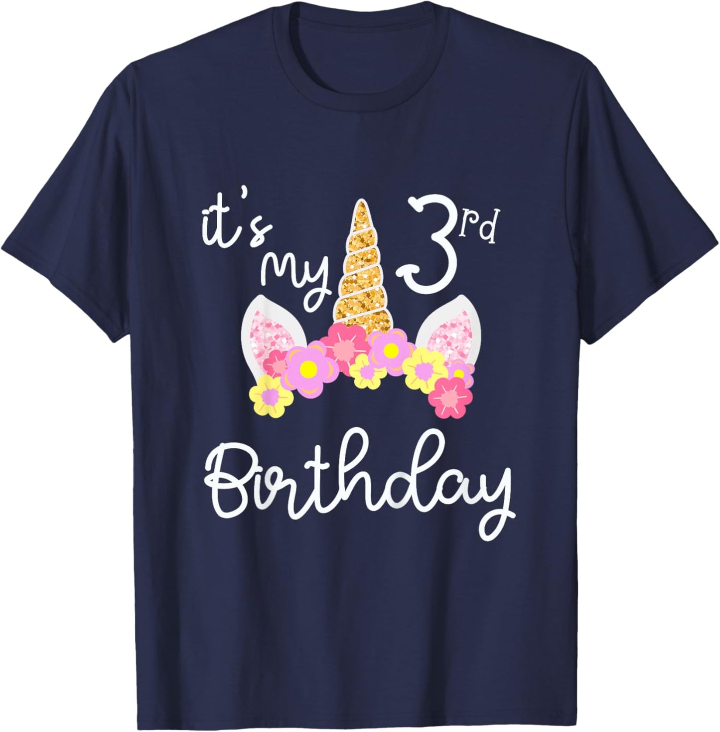 It's My 3 rd Birthday Three Year's Old Unicorn T-Shirt - T-Shirt | Navy