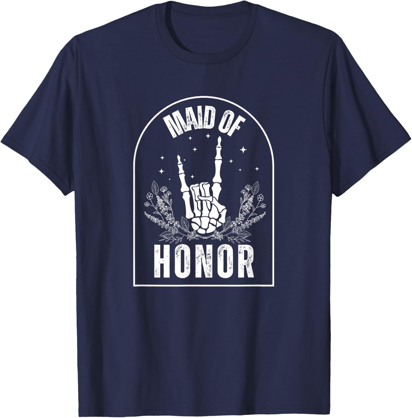 Maid of Honor, Wedding, Brial, Fun, Rock Style T-Shirt - T-Shirt | Navy