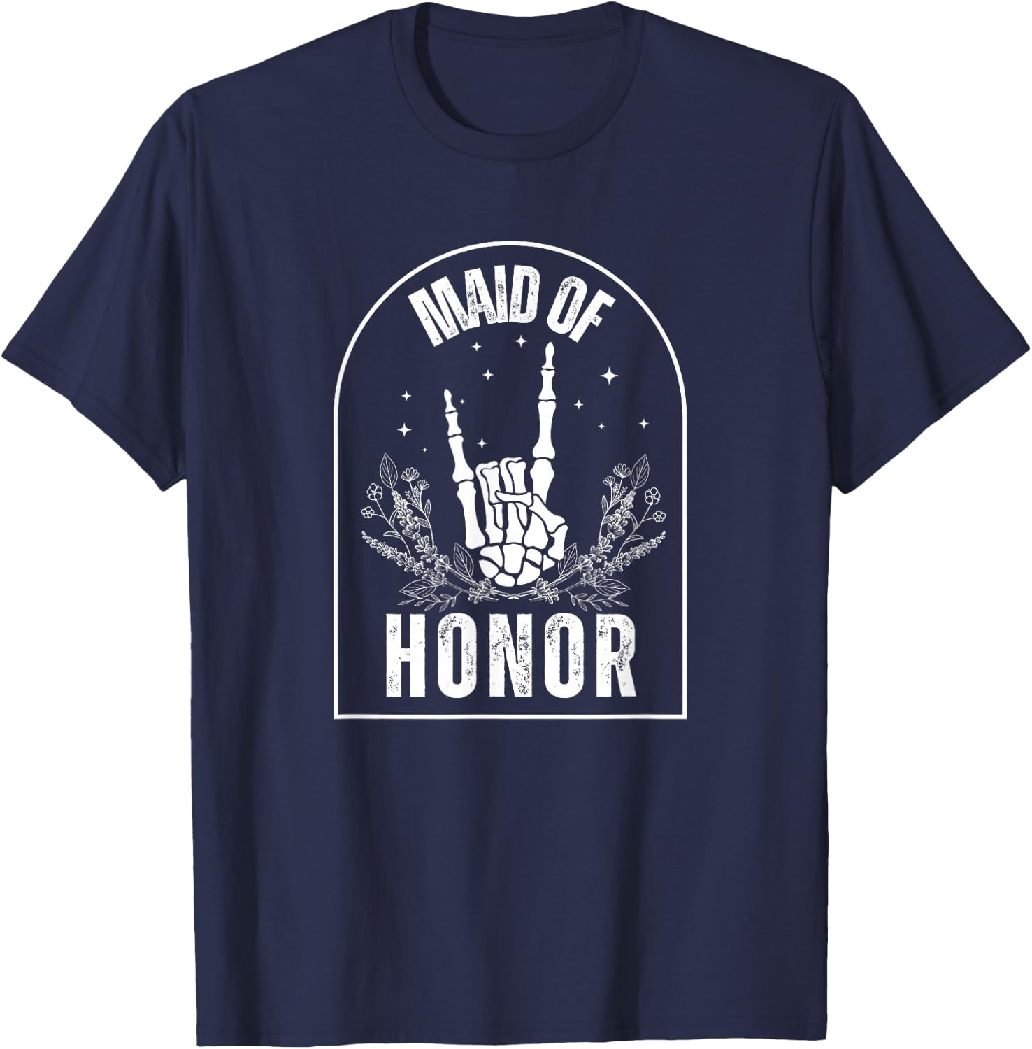 Maid of Honor, Wedding, Brial, Fun, Rock Style T-Shirt - T-Shirt | Navy