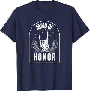 Maid of Honor, Wedding, Brial, Fun, Rock Style T-Shirt - T-Shirt | Navy