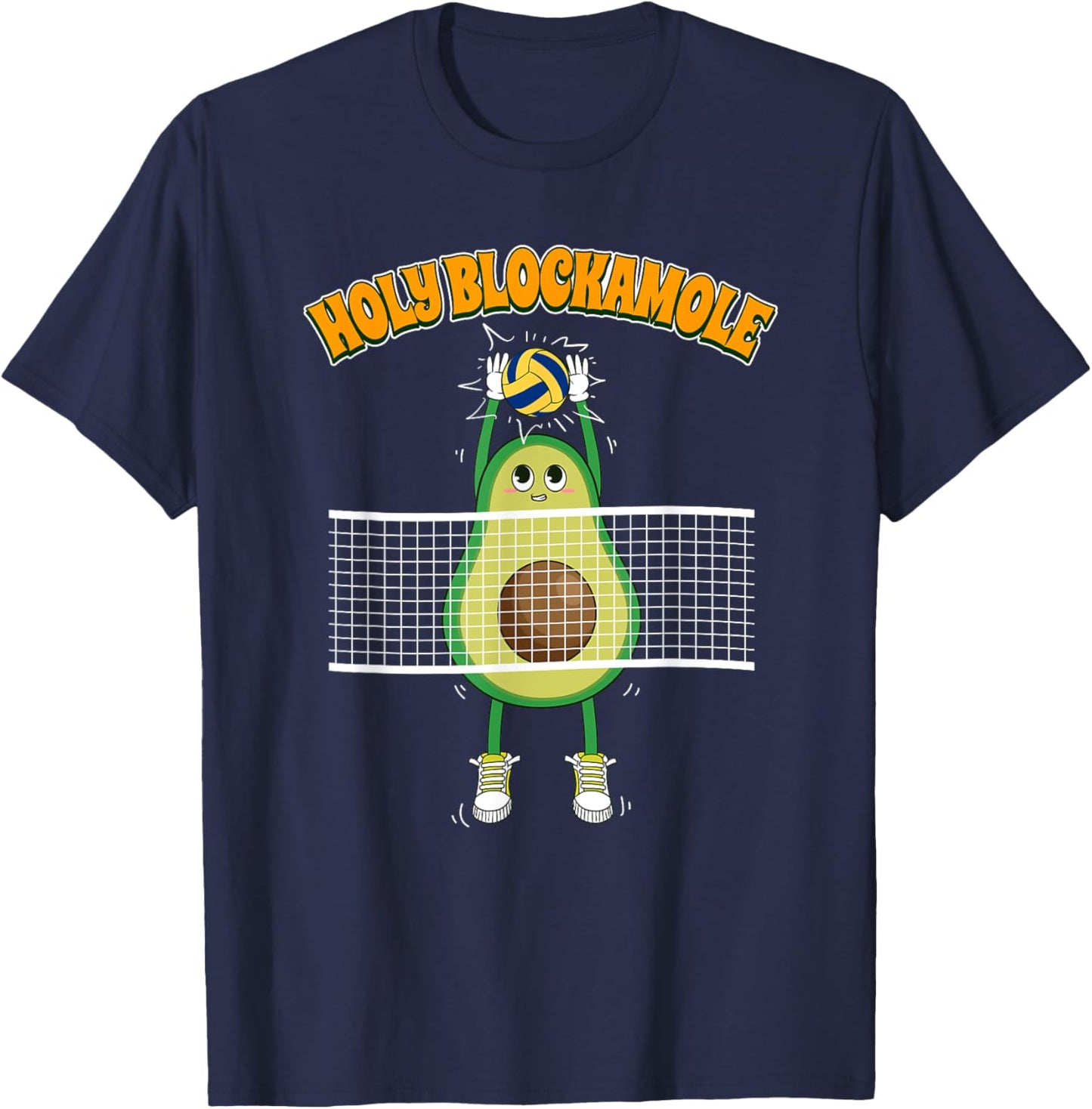 Holy Blockamole Avocado Volleyball Blocker T-Shirt - T-Shirt | Navy