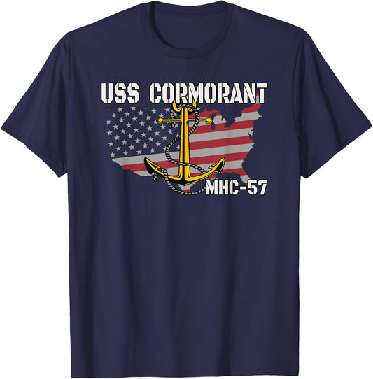 USS Cormorant MHC-57 Coastal Minehunters Veterans Day Father T-Shirt - T-Shirt | Navy