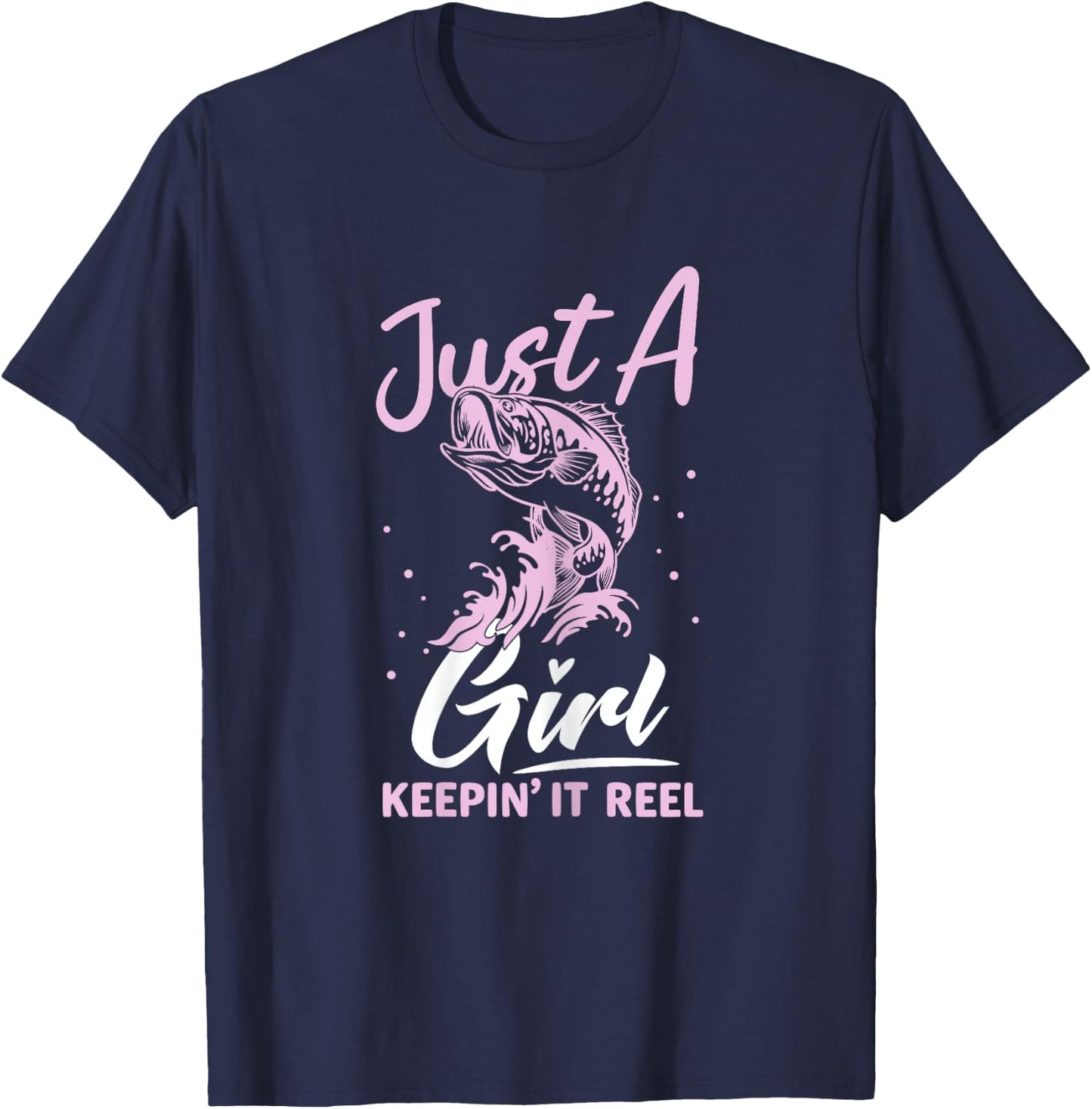 Funny Fishing Design For Woman Girls Fishing Girl T-Shirt - T-Shirt | Navy