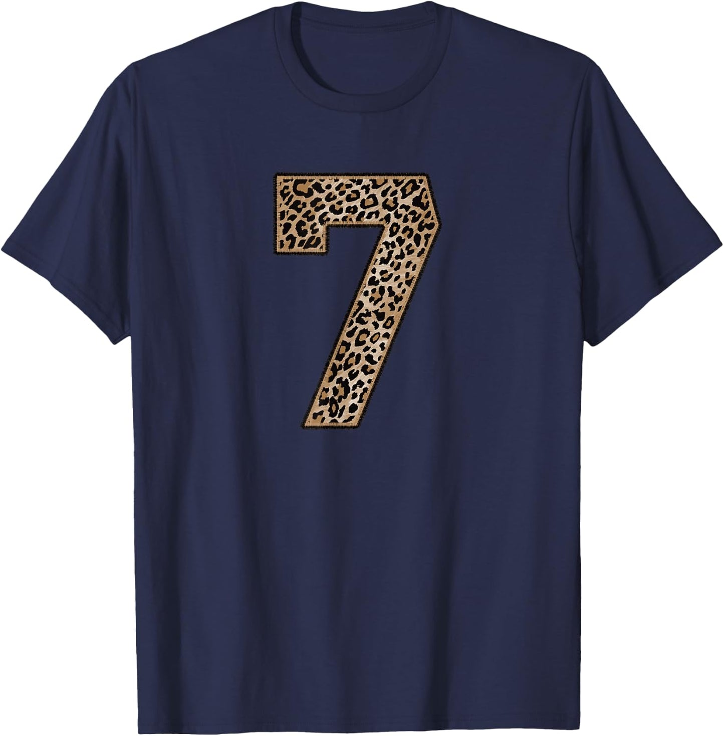 Leopard Number 7 Athlete Sports Jersey Supporter Fanwear T-Shirt - T-Shirt | Navy
