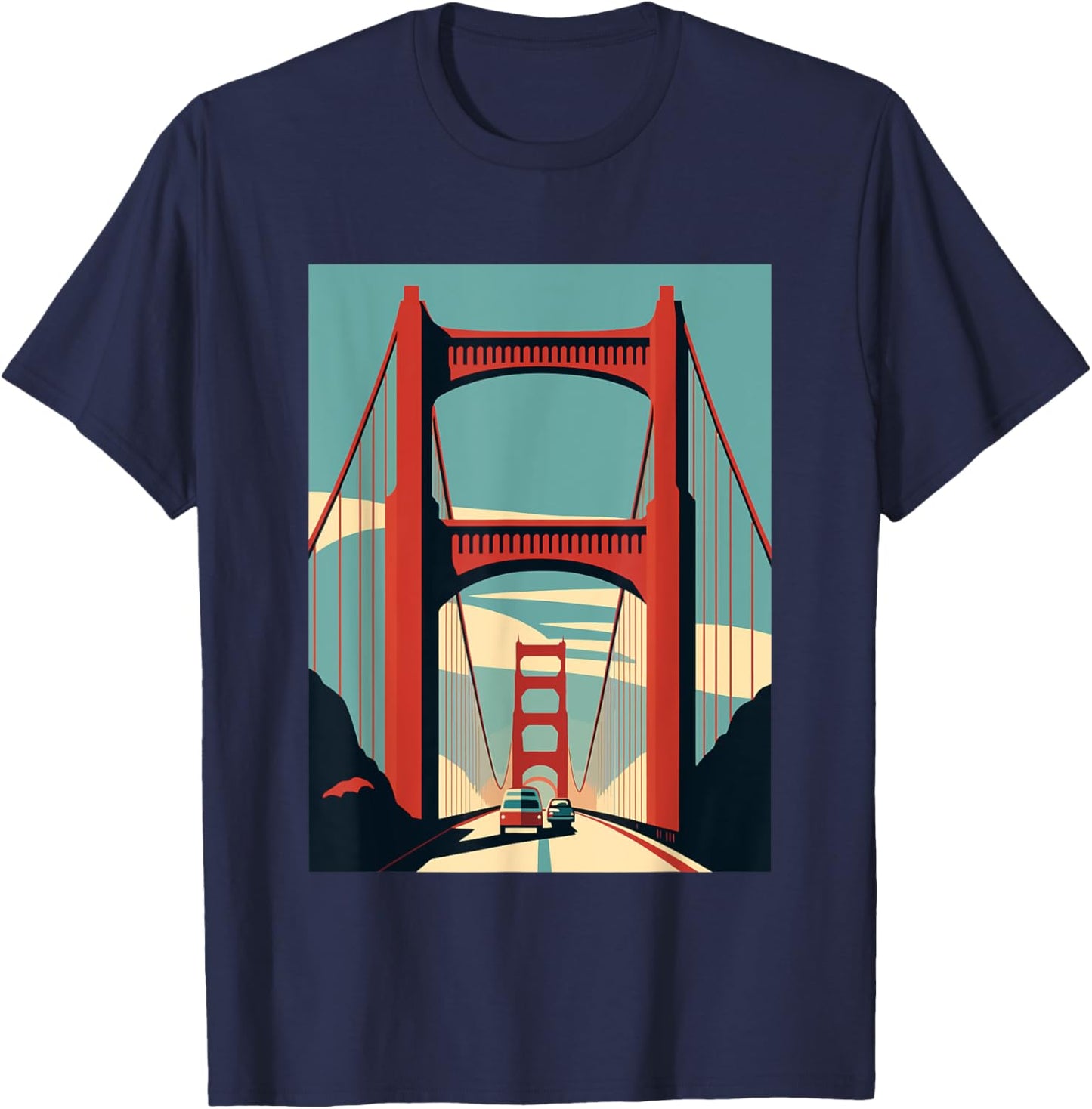 Golden Gate Bridge - San Francisco - Retro Design - Classic T-Shirt - T-Shirt | Navy