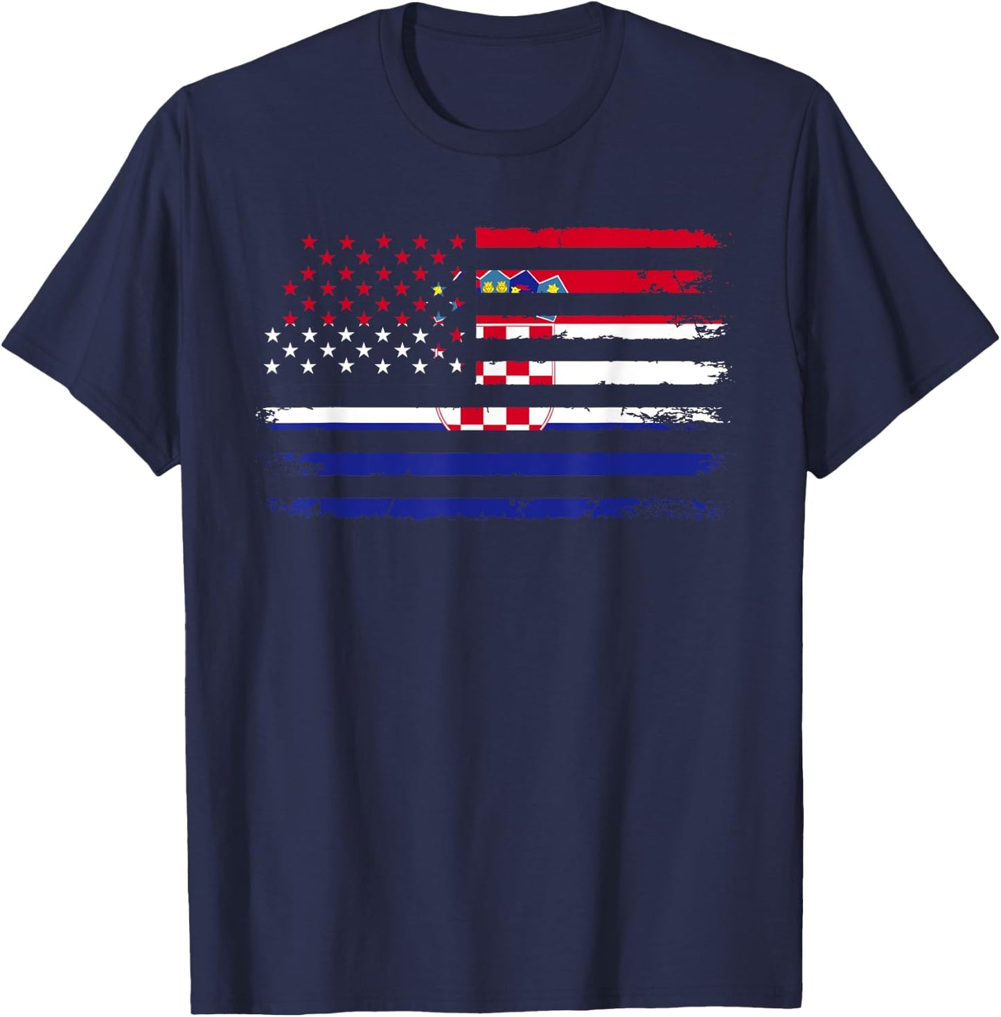 American Croatia Flag T-Shirt - T-Shirt | Navy