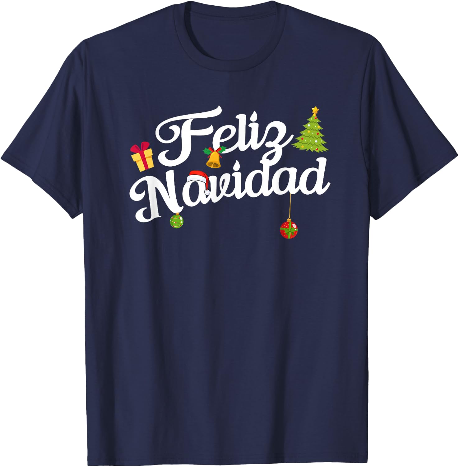 Spanish Mexican Christmas Feliz Navidad T-Shirt - T-Shirt | Navy