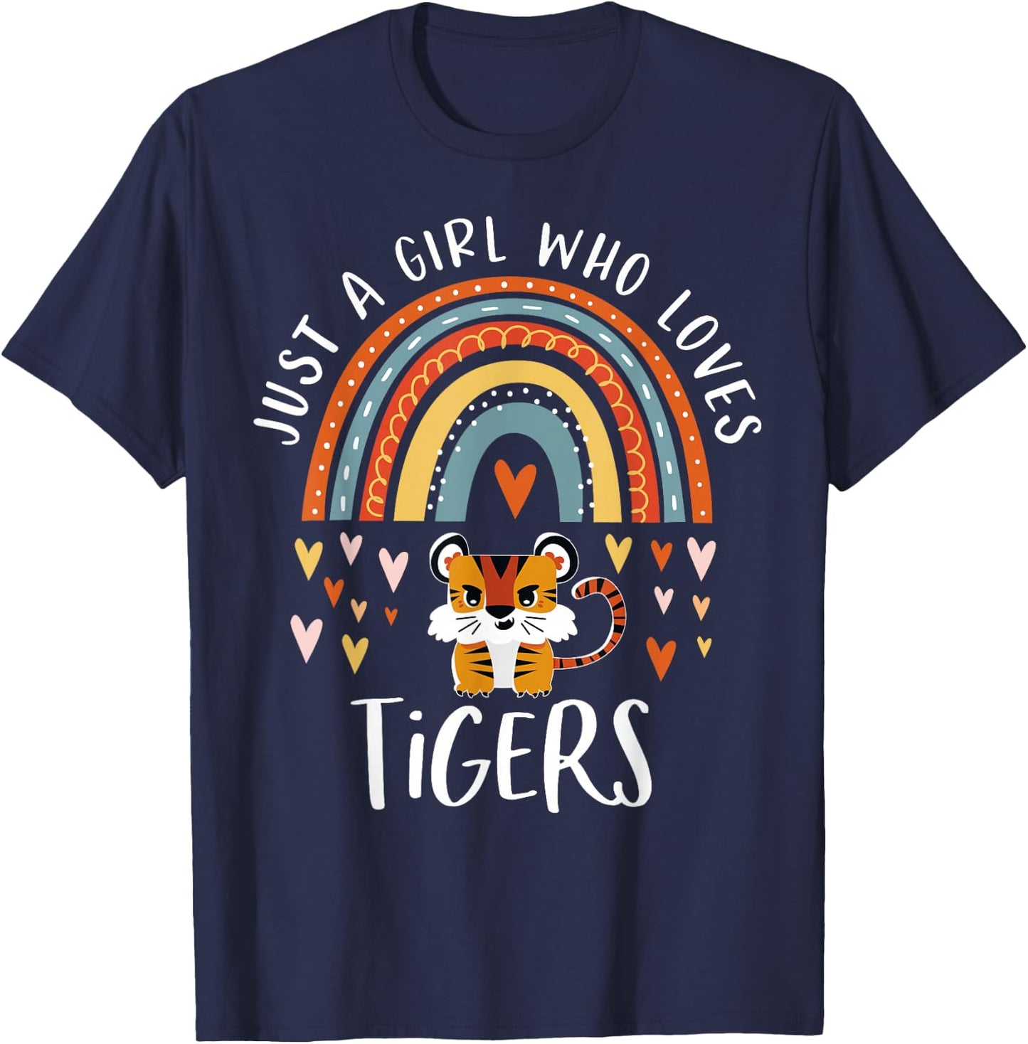 Just A Girl Who Loves Tigers Rainbow Gifts for Tiger Lover Small T-Shirt - T-Shirt | Navy