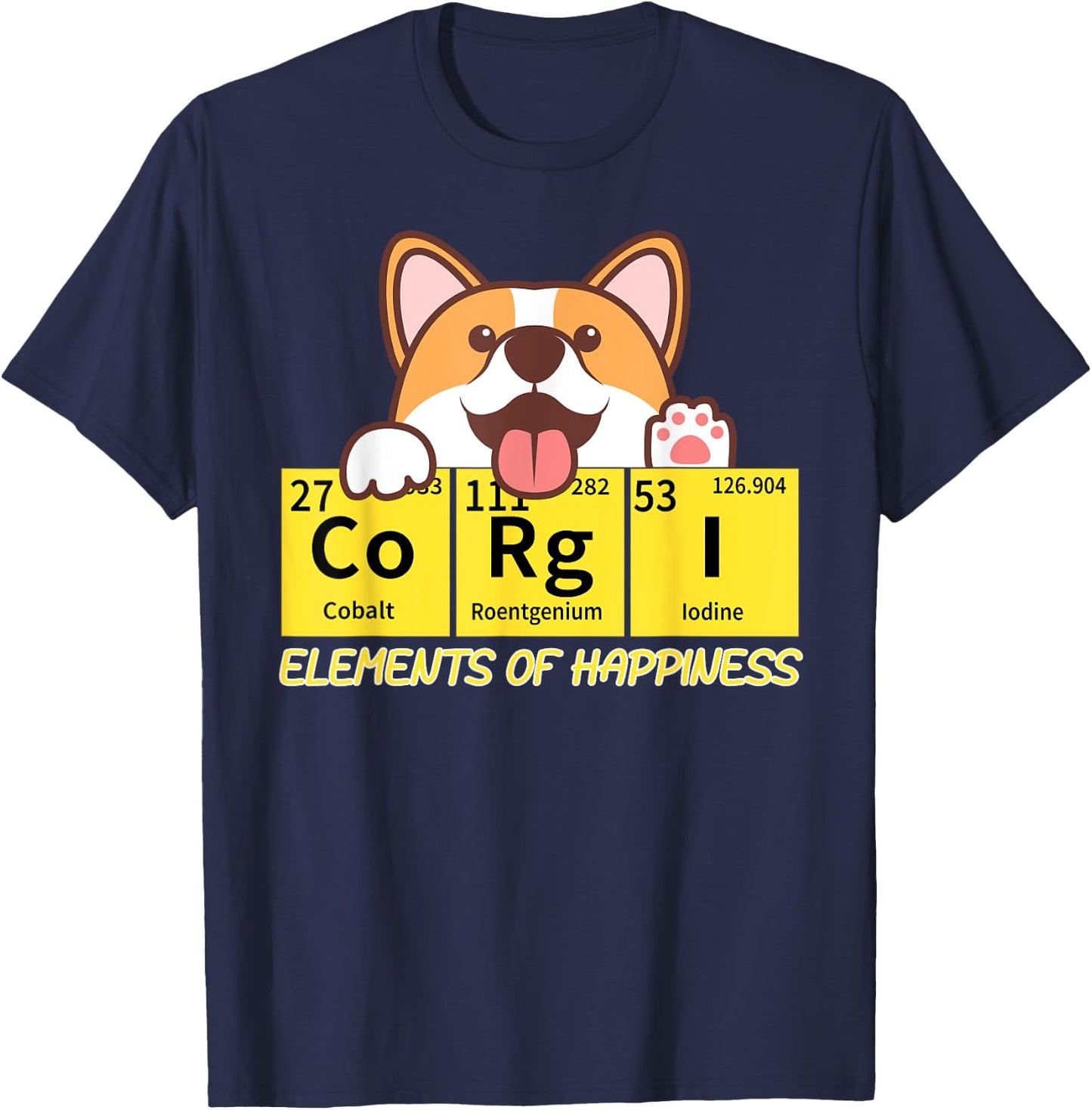 Corgi Elements Tab Of Happiness Funny For Corgi Mom And Dad T-Shirt - T-Shirt | Navy