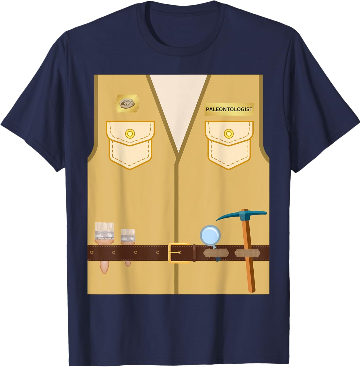 Adult Kids Halloween Paleontologist Dinosaur Hunter Costume T-Shirt - T-Shirt | Navy