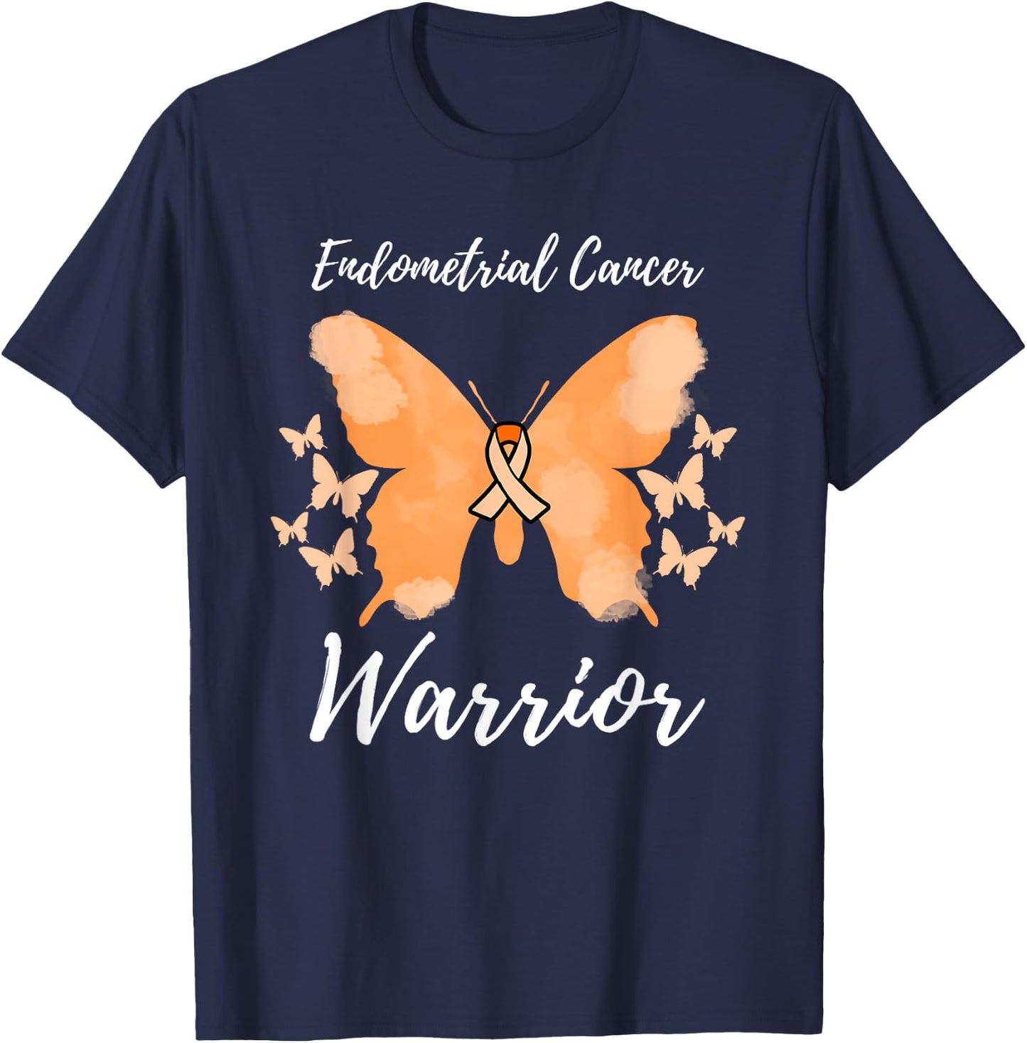 Warrior Endometrial Cancer Awareness Uterine Cancer T-Shirt - T-Shirt | Navy