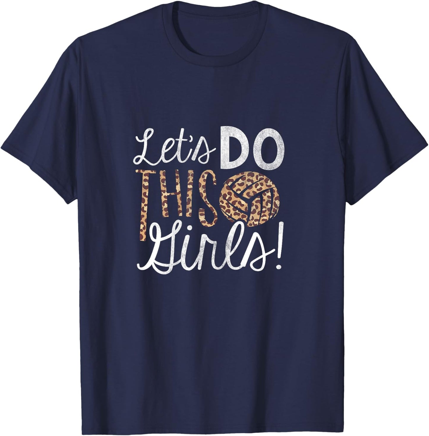 Volleyball Lover Leopard Pattern Women Girls Volleyball T-Shirt - T-Shirt | Navy