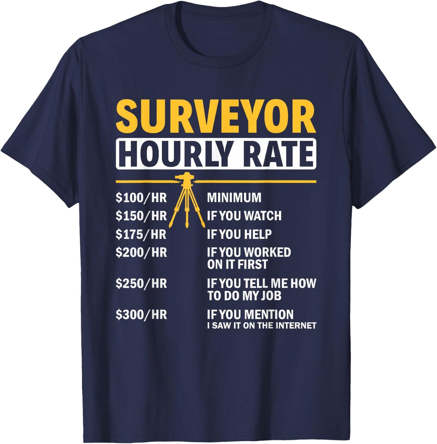Land Surveying Cartographer Land Surveyor Apparel Adults Black Small Modern Humor T-Shirt - T-Shirt | Navy