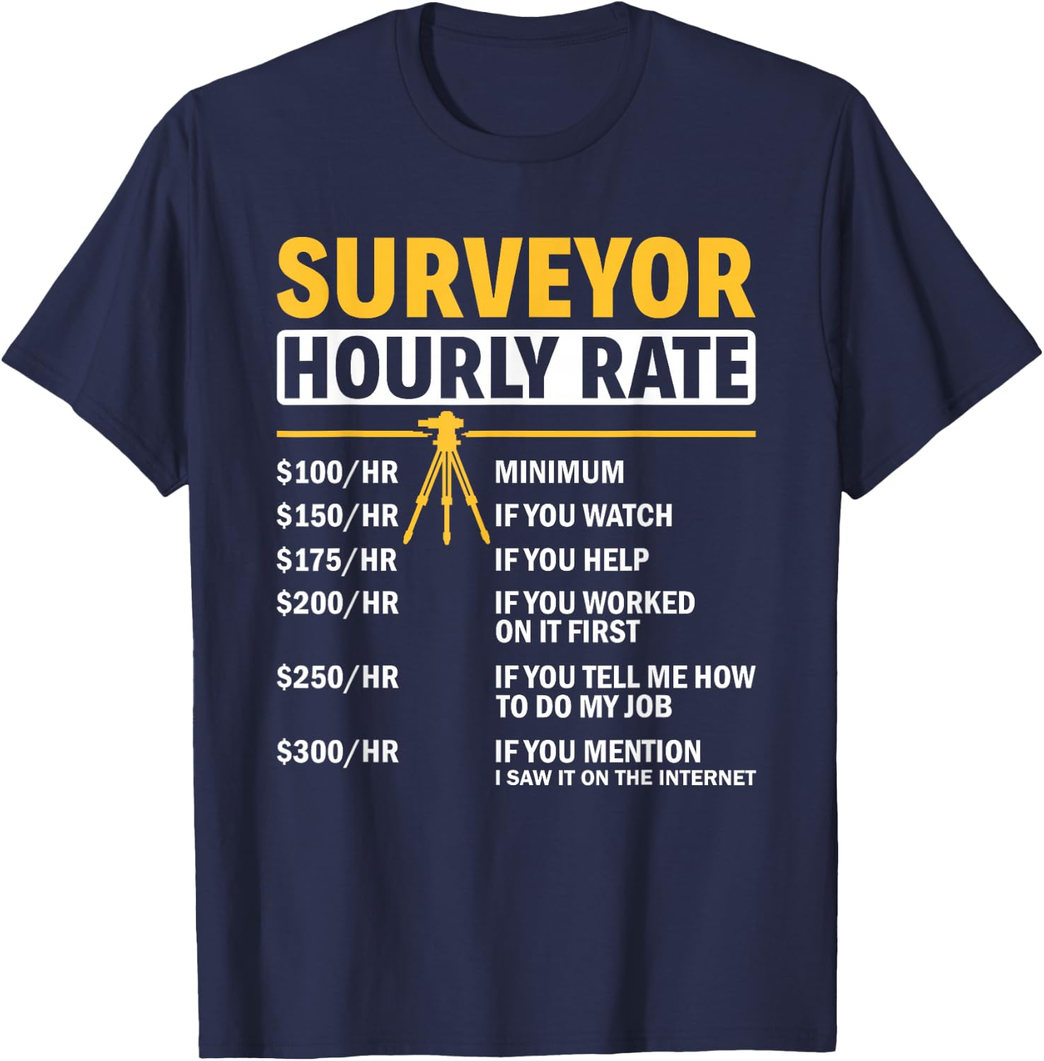 Land Surveying Cartographer Land Surveyor Apparel Adults Black Small Modern Humor T-Shirt - T-Shirt | Navy