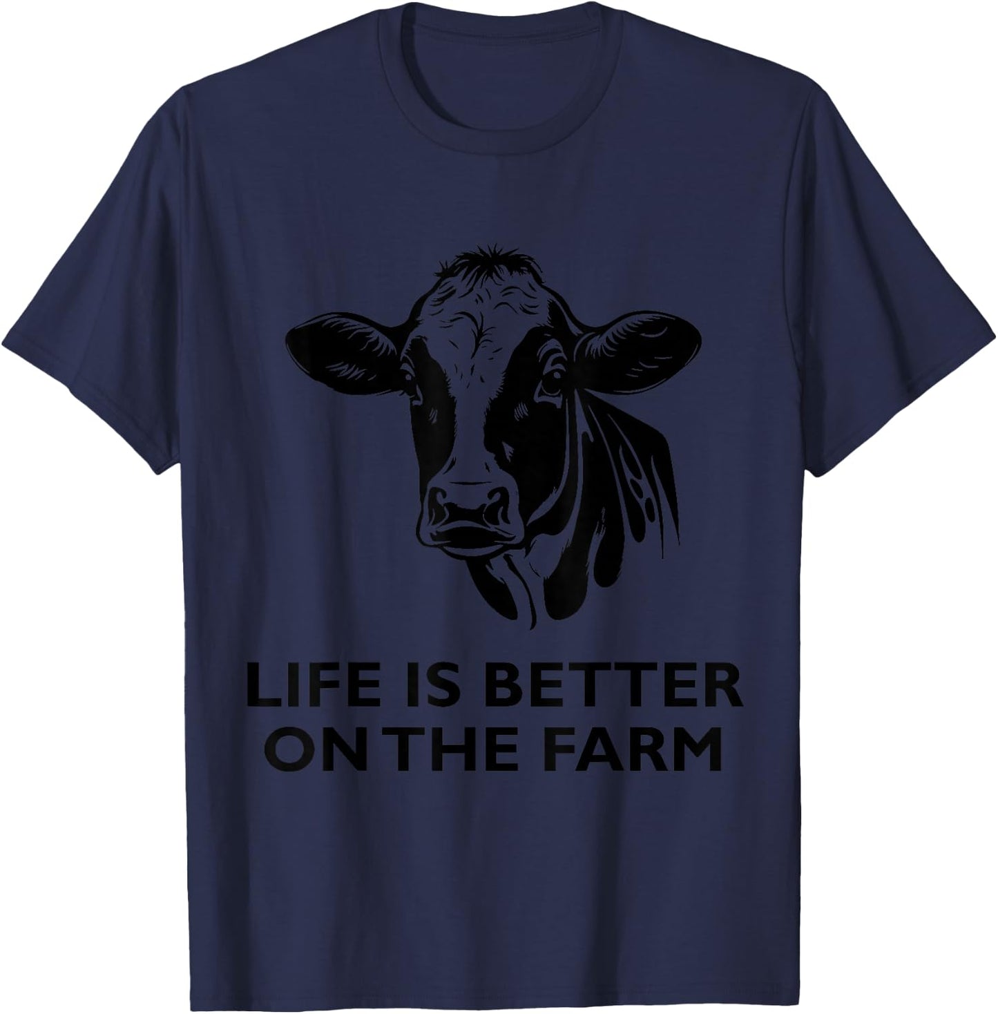 Retro Vintage Cow Life is Better On The Farm Farmer Men T-Shirt - T-Shirt | Navy