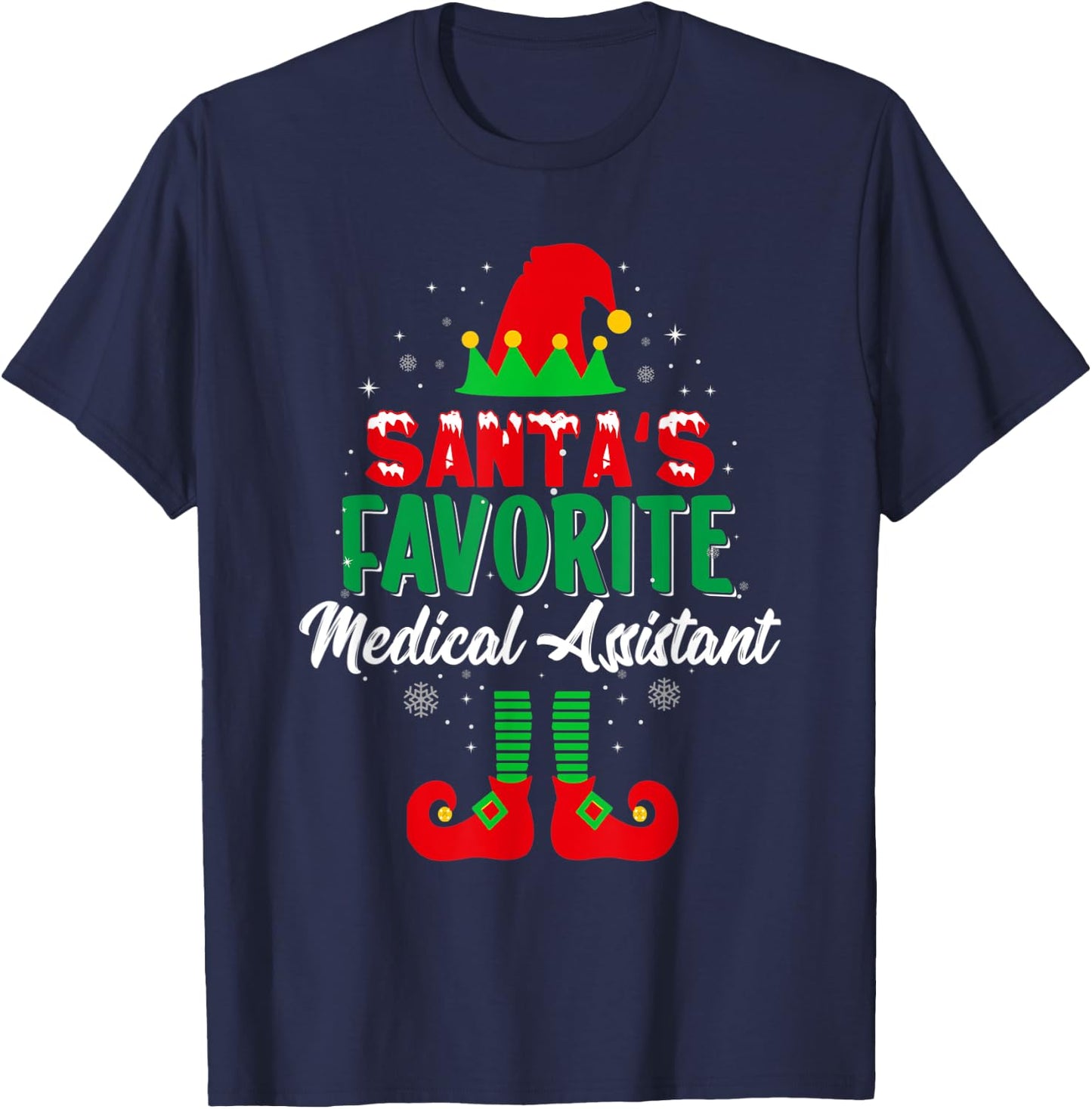 Santa's Favorite Medical Assistant Christmas Elf Squad T-Shirt - T-Shirt | Navy