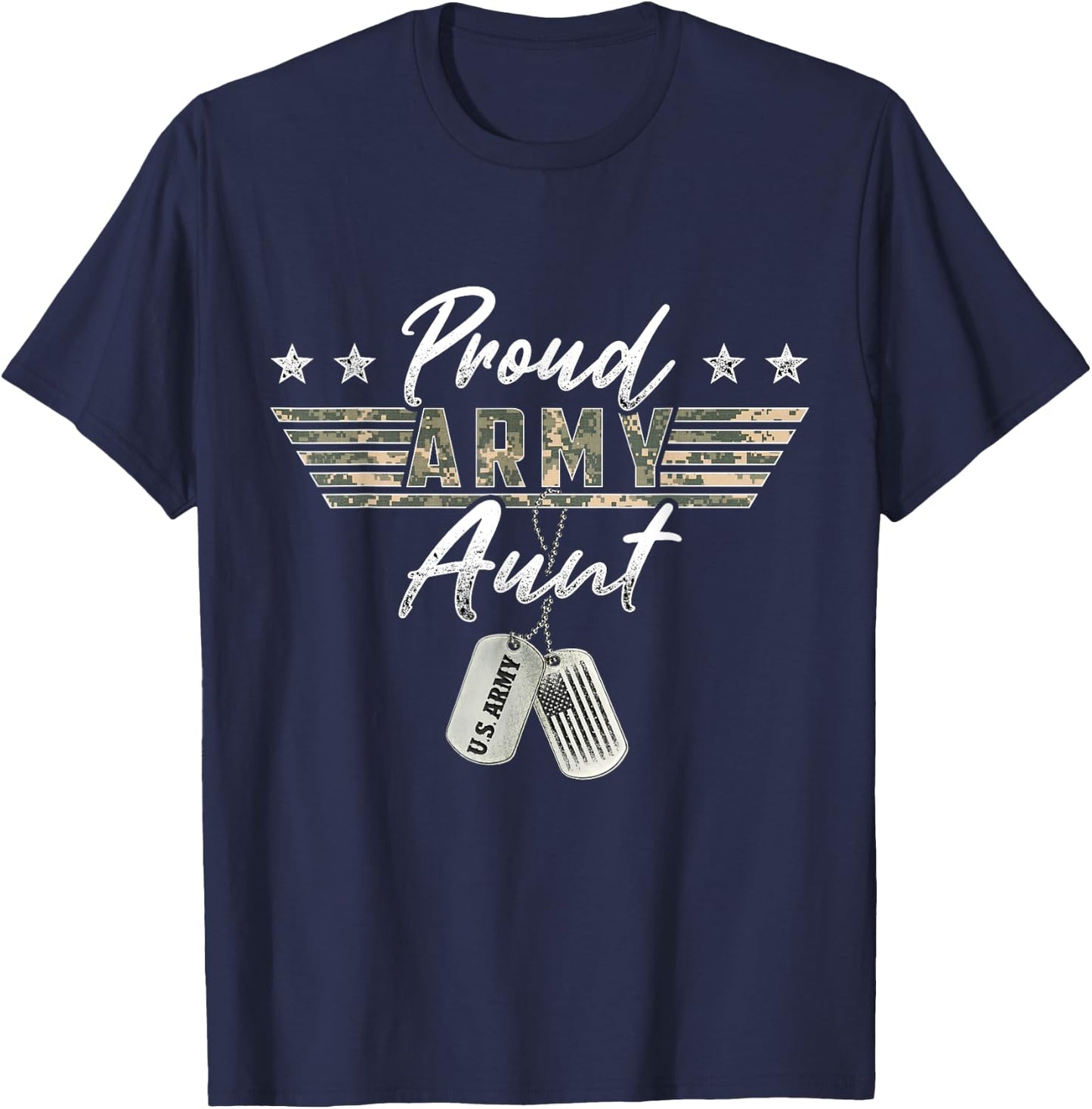Proud U.S. Army & Military Family Military Gift Proud Army Aunt American Veteran Military T-Shirt - T-Shirt | Navy