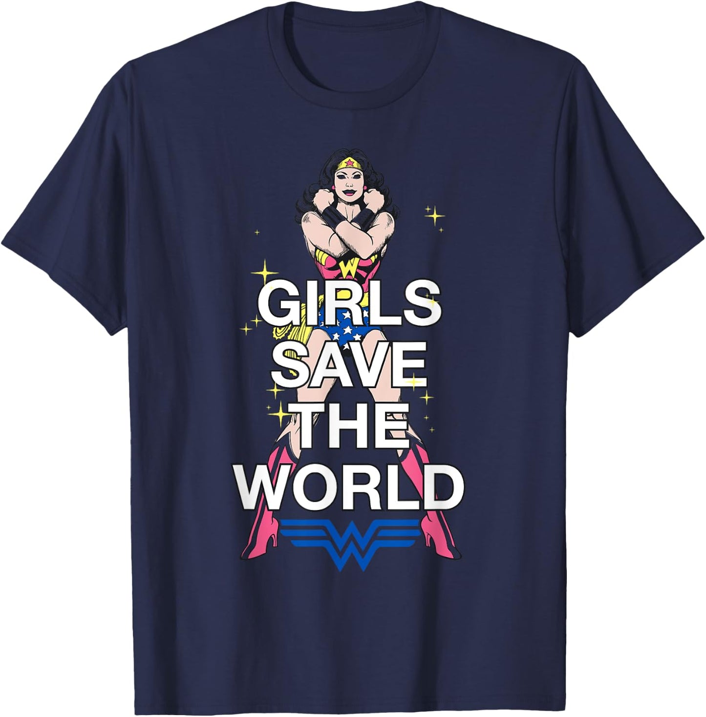 DC Wonder Woman Girls Save World T-Shirt - T-Shirt | Navy