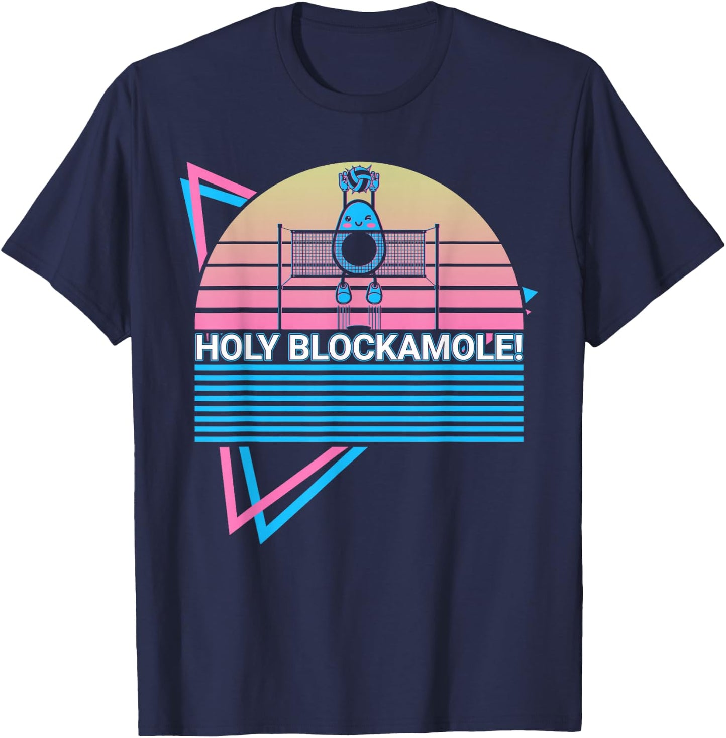 Volleyball Player Avocado Retro Holy Blockamole! T-Shirt - T-Shirt | Navy