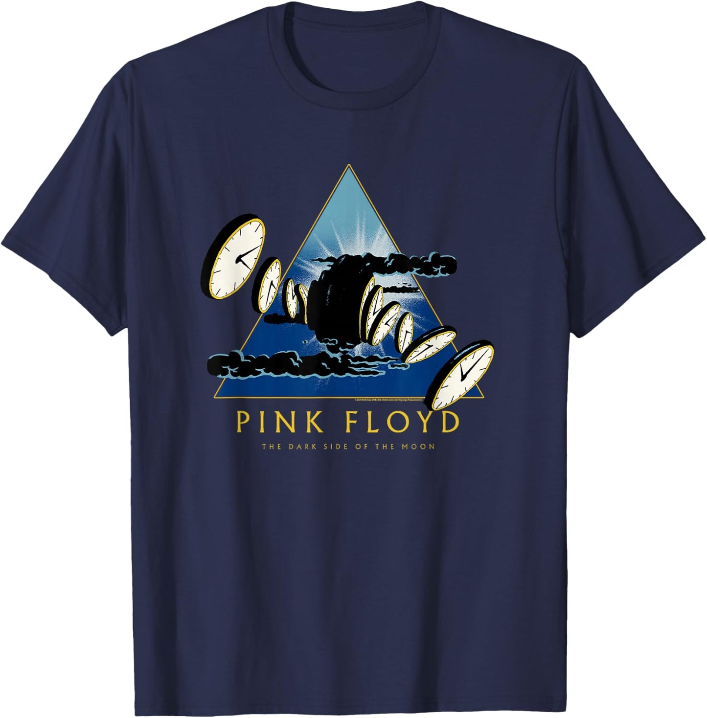 Pink Floyd The Dark Side of The Moon 50th Melting Clocks T-Shirt - T-Shirt | Navy
