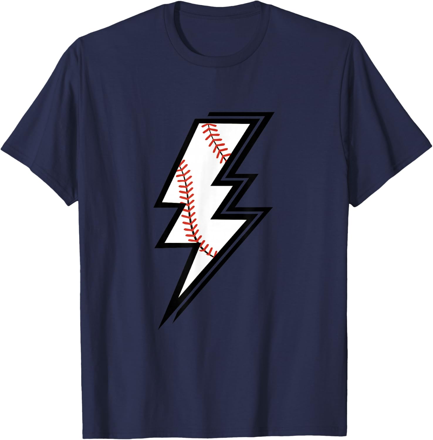 Baseball Lightning Bolt Baseball Mom Dad Game Day T-Shirt - T-Shirt | Navy