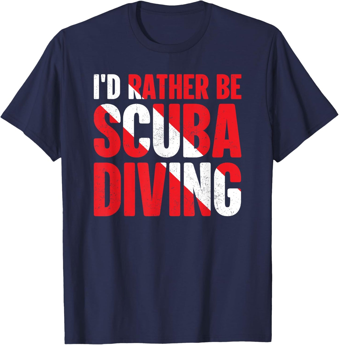 Funny Scuba Shirt I'd Rather Be Scuba Diving Vintage T-Shirt - T-Shirt | Navy