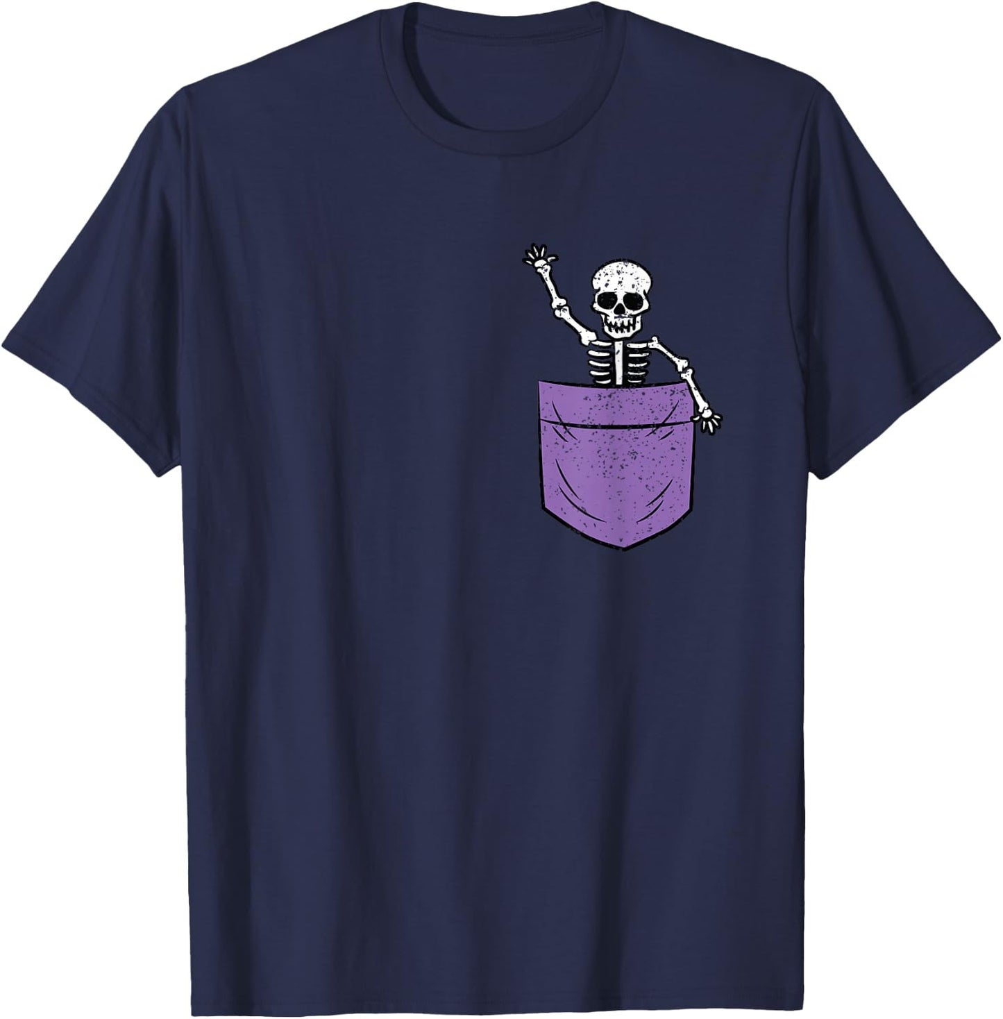 Skeleton Pocket Halloween Costume Funny Skull Character T-Shirt - T-Shirt | Navy