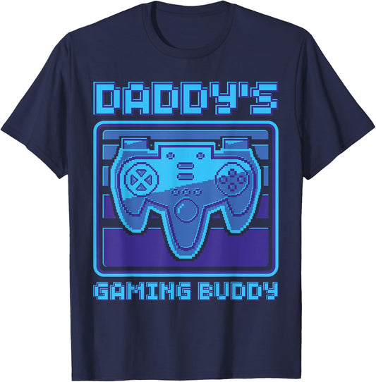 Daddy's Gaming Buddy Gamer Boys Girls Video Game Matching T-Shirt - T-Shirt | Navy