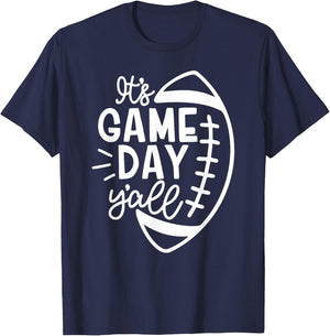 It's Game Day Y'all American Football Lover Game Day Vibes T-Shirt - T-Shirt | Navy