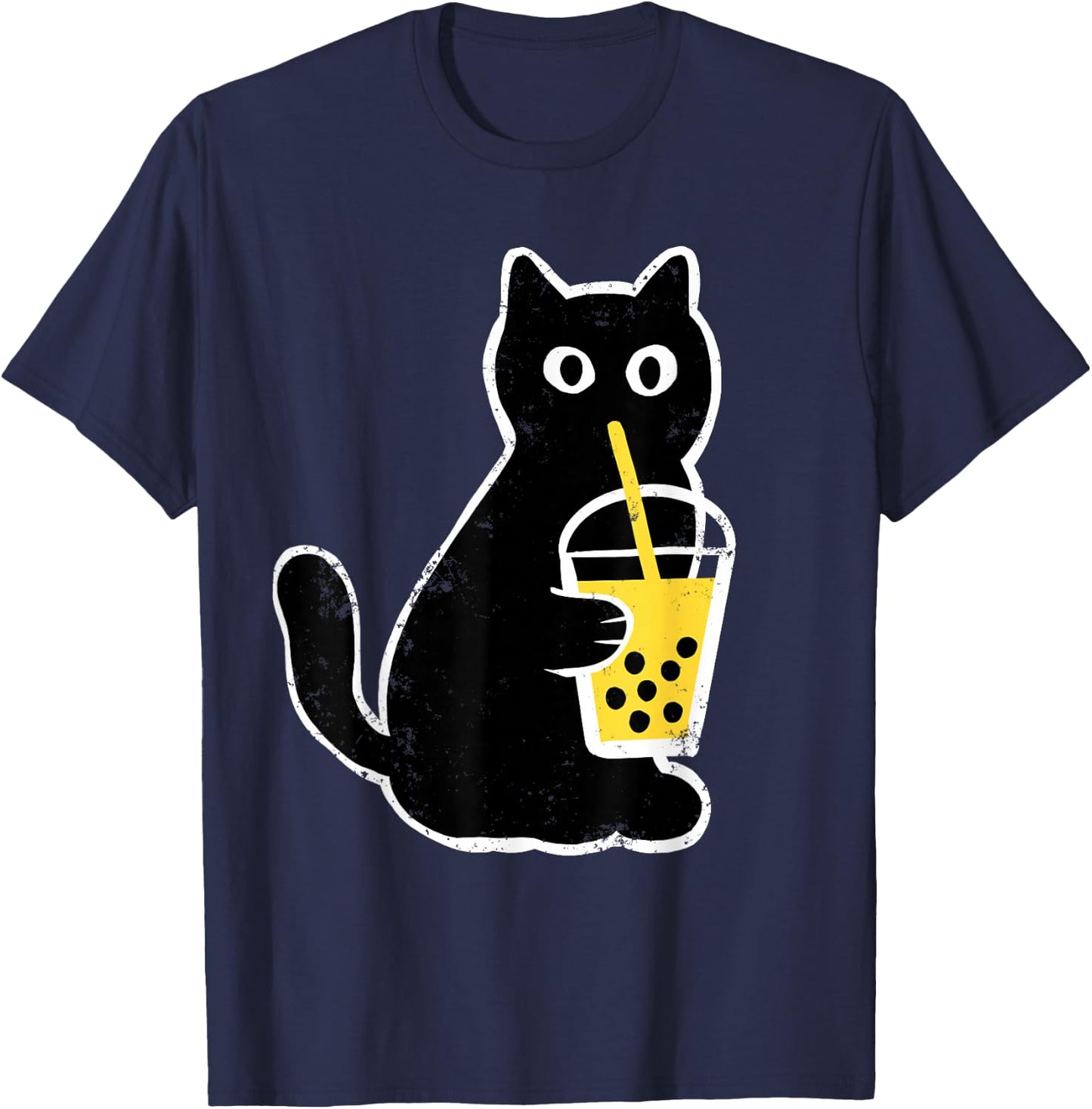 Cat Boba Funny Anime Japanese Bubble Tea Lover T-Shirt - T-Shirt | Navy
