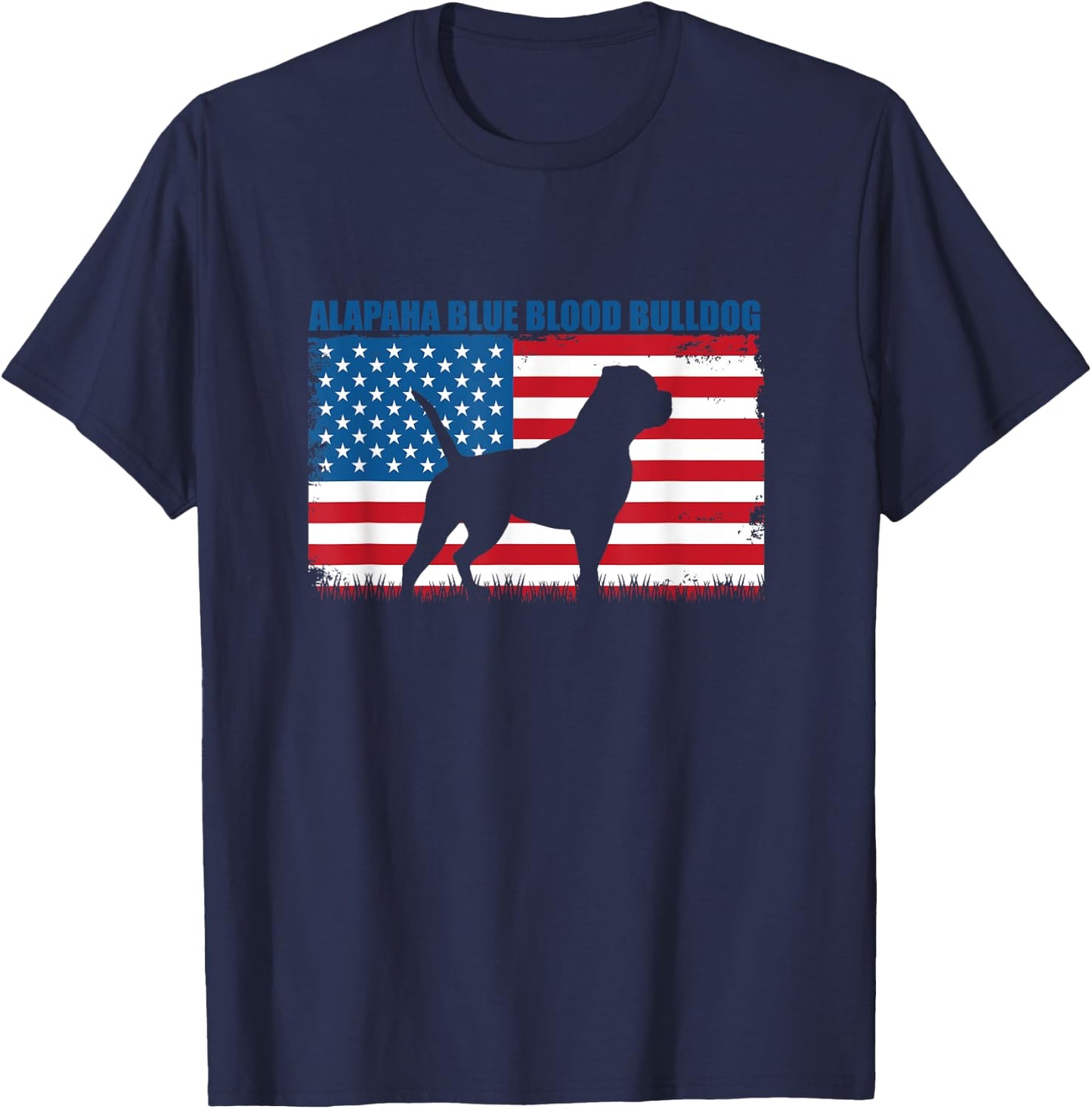 American Flag Alapaha Blue Blood Bulldog T-Shirt - T-Shirt | Navy