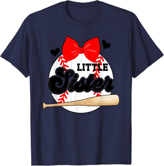 Little Sister Baseball Sister Of A Baseball Player T-Shirt - T-Shirt | Navy